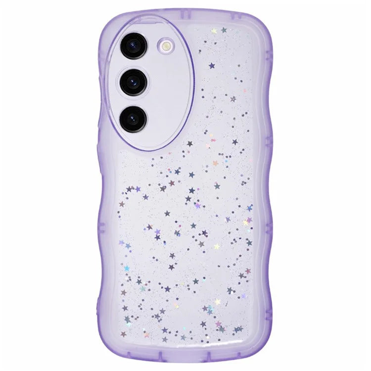 WANLONFENG JWT Series for Samsung Galaxy S23 TPU Case Epoxy Phone Cover Wavy Edge with Tempered Glass