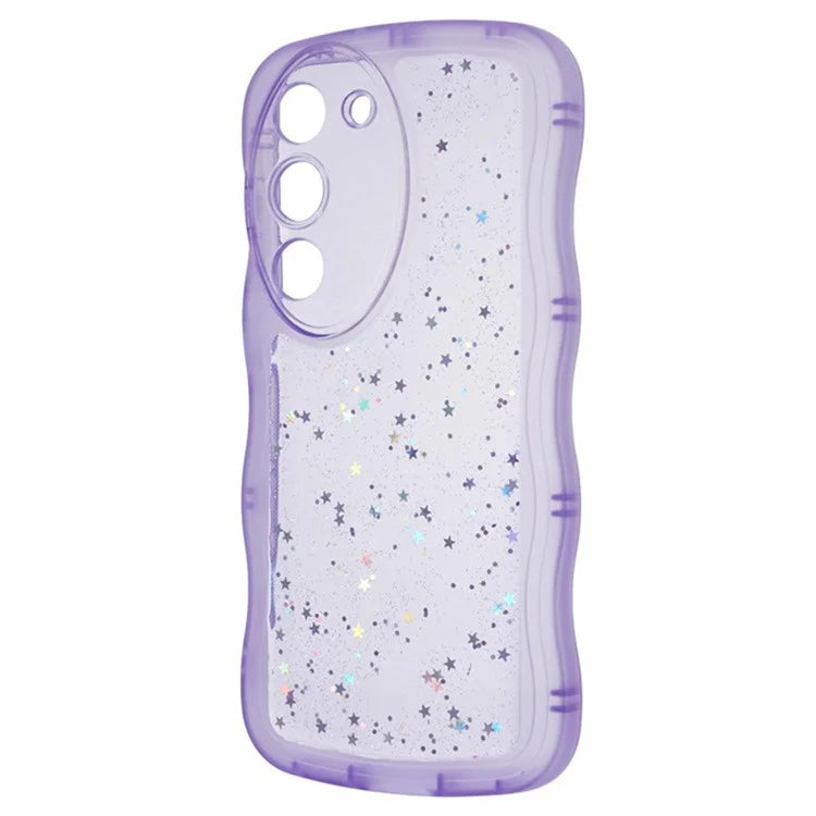 WANLONFENG JWT Series for Samsung Galaxy S23 TPU Case Epoxy Phone Cover Wavy Edge with Tempered Glass