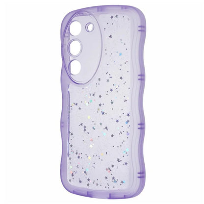 WANLONFENG JWT Series for Samsung Galaxy S23 TPU Case Epoxy Phone Cover Wavy Edge with Tempered Glass