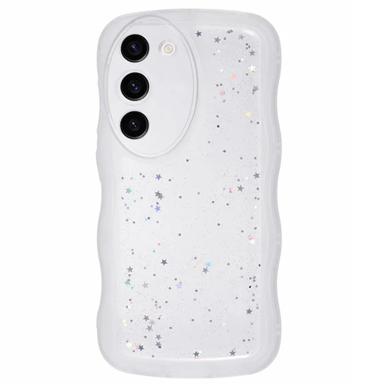 WANLONFENG JWT Series for Samsung Galaxy S23+ TPU Case Epoxy Phone Cover Wavy Edge with Tempered Glass