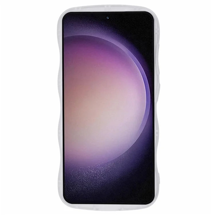 WANLONFENG JWT Series for Samsung Galaxy S23+ TPU Case Epoxy Phone Cover Wavy Edge with Tempered Glass