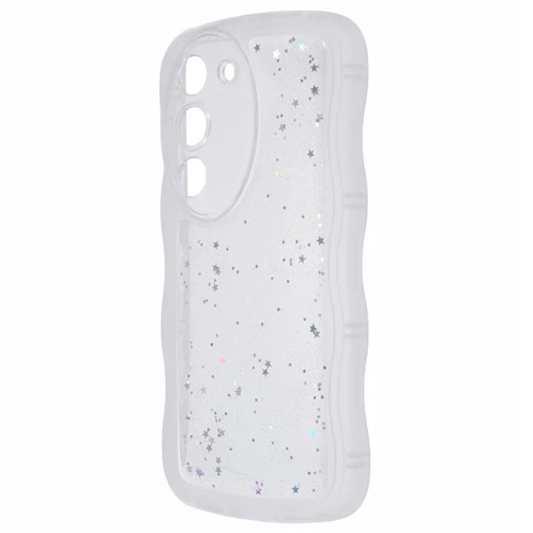 WANLONFENG JWT Series for Samsung Galaxy S23+ TPU Case Epoxy Phone Cover Wavy Edge with Tempered Glass