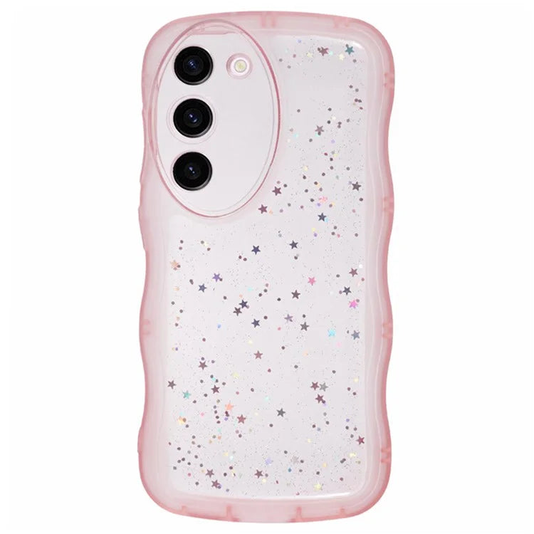 WANLONFENG JWT Series for Samsung Galaxy S23+ TPU Case Epoxy Phone Cover Wavy Edge with Tempered Glass
