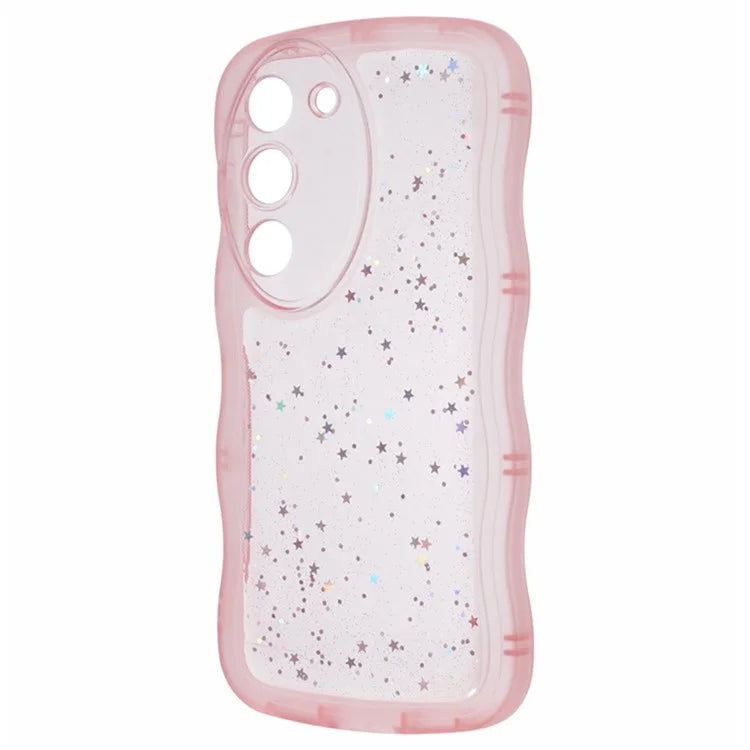 WANLONFENG JWT Series for Samsung Galaxy S23+ TPU Case Epoxy Phone Cover Wavy Edge with Tempered Glass