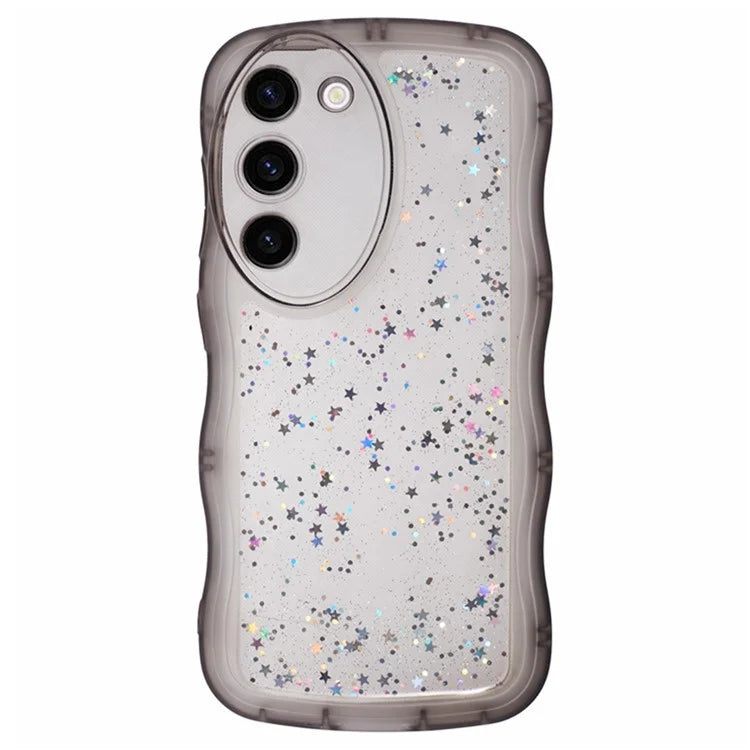 WANLONFENG JWT Series for Samsung Galaxy S23+ TPU Case Epoxy Phone Cover Wavy Edge with Tempered Glass