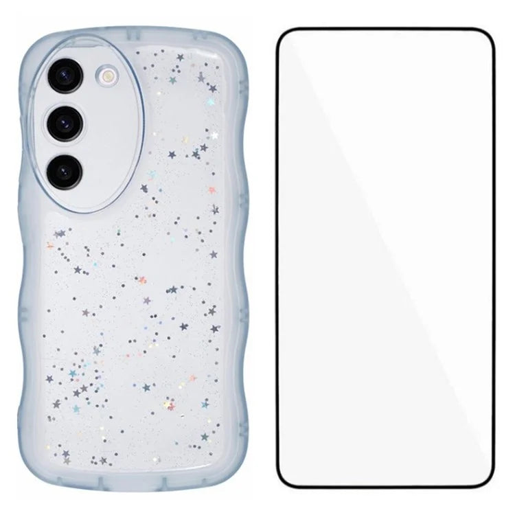WANLONFENG JWT Series for Samsung Galaxy S23+ TPU Case Epoxy Phone Cover Wavy Edge with Tempered Glass
