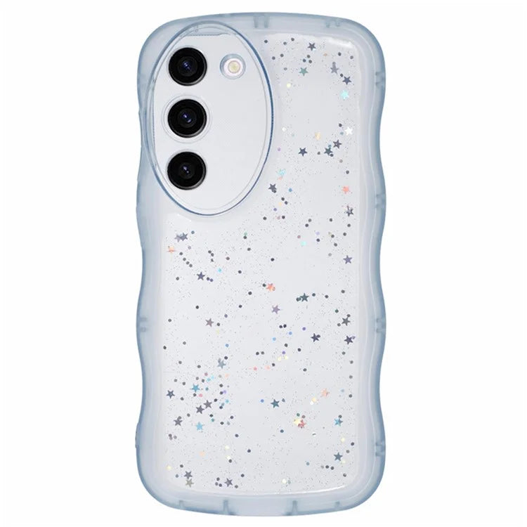 WANLONFENG JWT Series for Samsung Galaxy S23+ TPU Case Epoxy Phone Cover Wavy Edge with Tempered Glass