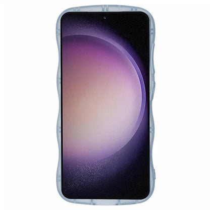 WANLONFENG JWT Series for Samsung Galaxy S23+ TPU Case Epoxy Phone Cover Wavy Edge with Tempered Glass