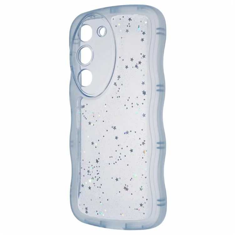 WANLONFENG JWT Series for Samsung Galaxy S23+ TPU Case Epoxy Phone Cover Wavy Edge with Tempered Glass