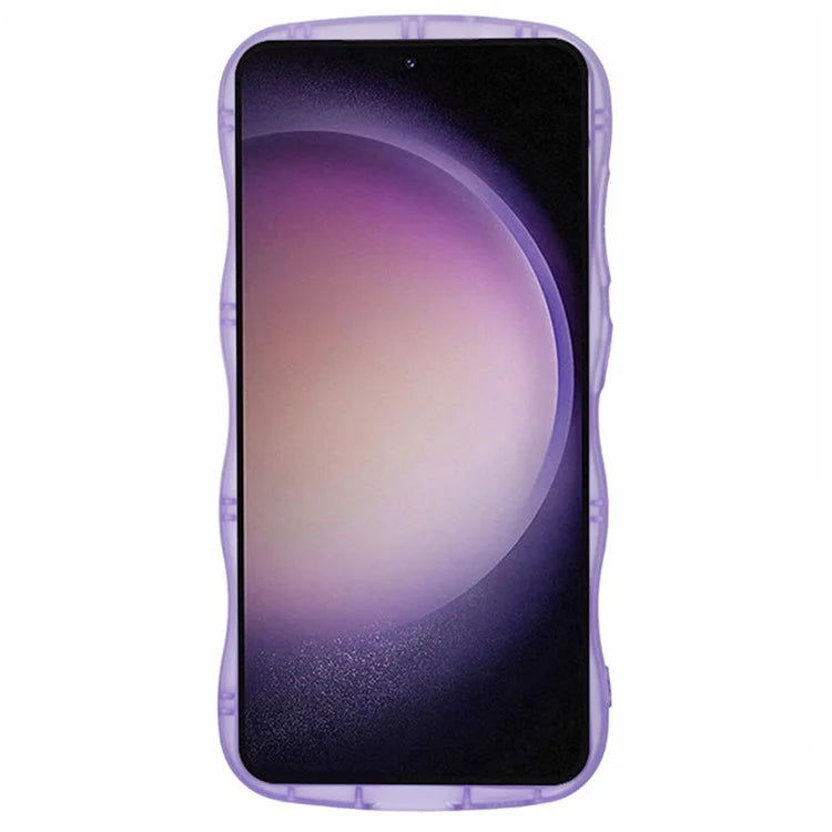 WANLONFENG JWT Series for Samsung Galaxy S23+ TPU Case Epoxy Phone Cover Wavy Edge with Tempered Glass