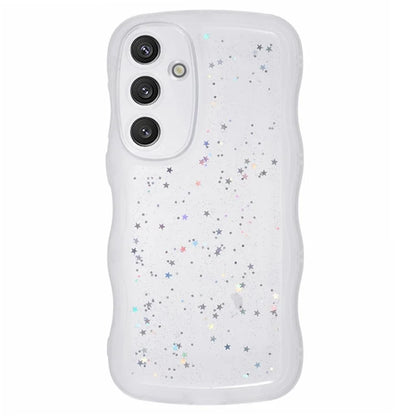 WANLONFENG JWT Series for Samsung Galaxy S23 FE TPU Case Epoxy Phone Cover Wavy Edge with Tempered Glass