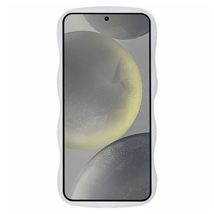 WANLONFENG JWT Series for Samsung Galaxy S23 FE TPU Case Epoxy Phone Cover Wavy Edge with Tempered Glass