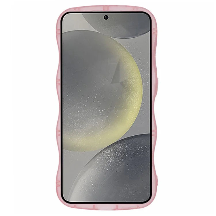 WANLONFENG JWT Series for Samsung Galaxy S23 FE TPU Case Epoxy Phone Cover Wavy Edge with Tempered Glass