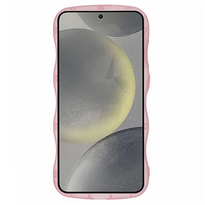 WANLONFENG JWT Series for Samsung Galaxy S23 FE TPU Case Epoxy Phone Cover Wavy Edge with Tempered Glass