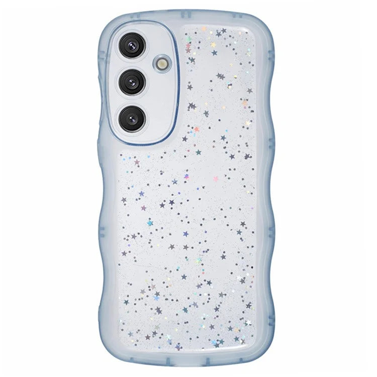 WANLONFENG JWT Series for Samsung Galaxy S23 FE TPU Case Epoxy Phone Cover Wavy Edge with Tempered Glass
