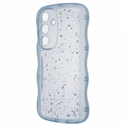 WANLONFENG JWT Series for Samsung Galaxy S23 FE TPU Case Epoxy Phone Cover Wavy Edge with Tempered Glass