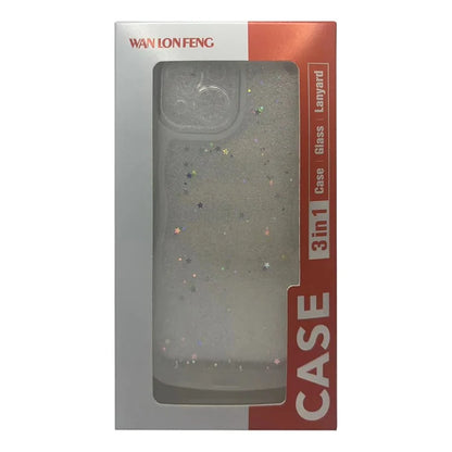 WANLONFENG JWT Series for Samsung Galaxy S23 FE TPU Case Epoxy Phone Cover Wavy Edge with Tempered Glass