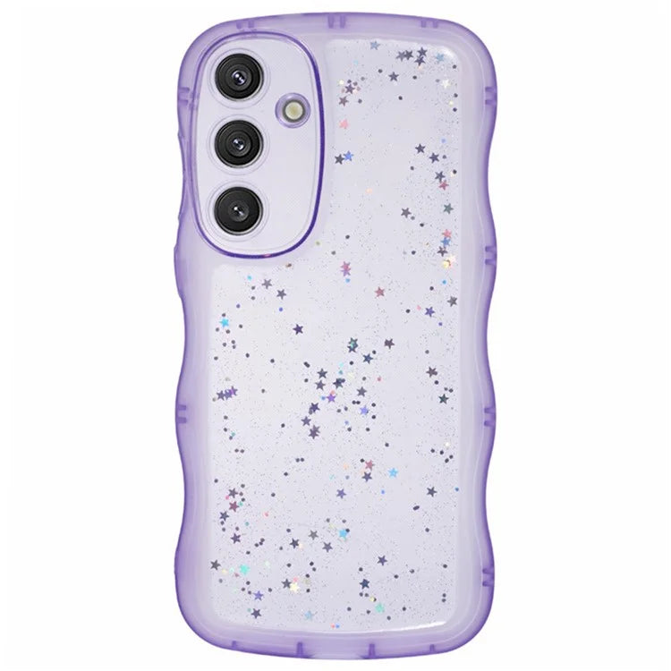WANLONFENG JWT Series for Samsung Galaxy S23 FE TPU Case Epoxy Phone Cover Wavy Edge with Tempered Glass