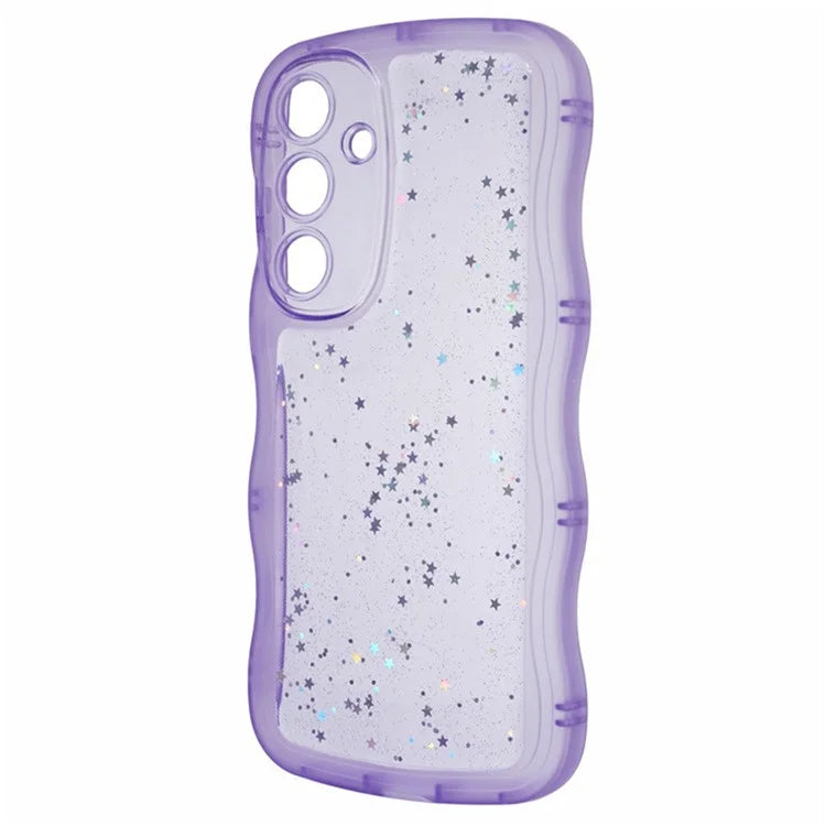 WANLONFENG JWT Series for Samsung Galaxy S23 FE TPU Case Epoxy Phone Cover Wavy Edge with Tempered Glass