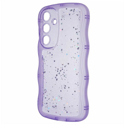WANLONFENG JWT Series for Samsung Galaxy S23 FE TPU Case Epoxy Phone Cover Wavy Edge with Tempered Glass