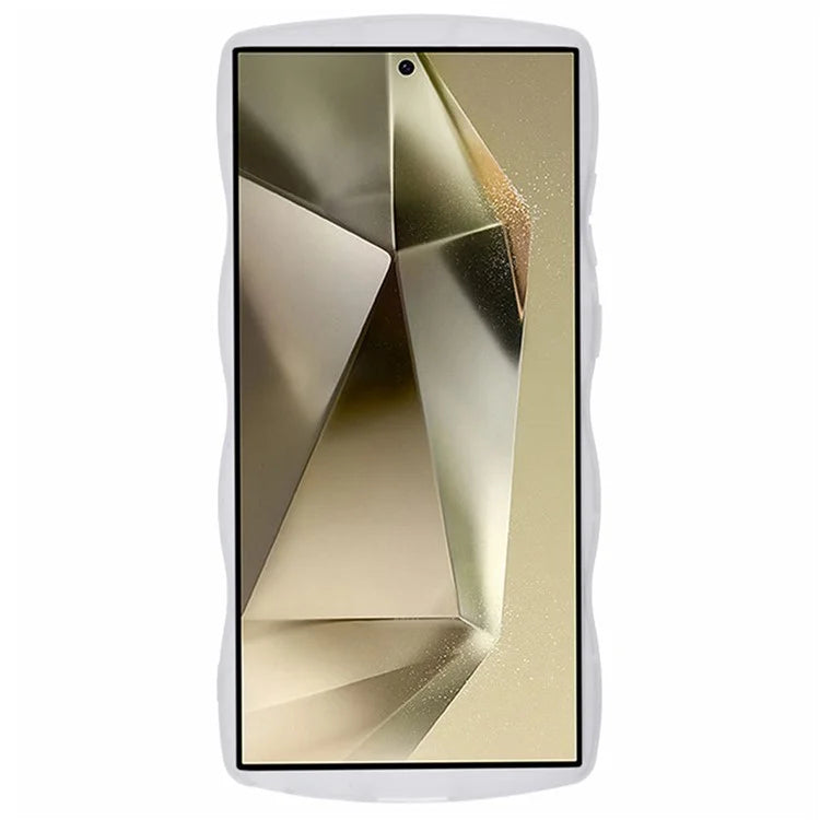 WANLONFENG JWT Series for Samsung Galaxy S23 Ultra TPU Case Epoxy Phone Cover Wavy Edge with Tempered Glass