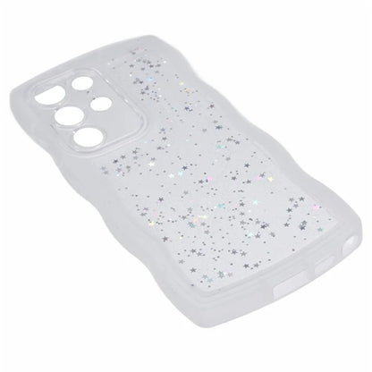 WANLONFENG JWT Series for Samsung Galaxy S23 Ultra TPU Case Epoxy Phone Cover Wavy Edge with Tempered Glass