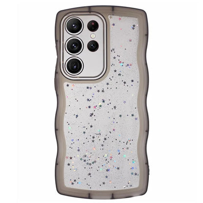 WANLONFENG JWT Series for Samsung Galaxy S23 Ultra TPU Case Epoxy Phone Cover Wavy Edge with Tempered Glass