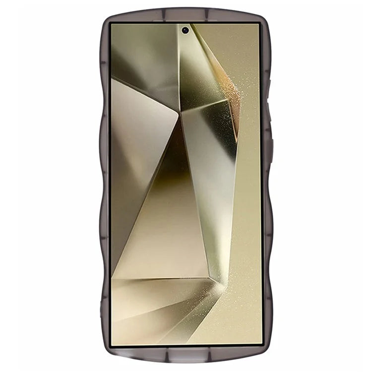WANLONFENG JWT Series for Samsung Galaxy S23 Ultra TPU Case Epoxy Phone Cover Wavy Edge with Tempered Glass