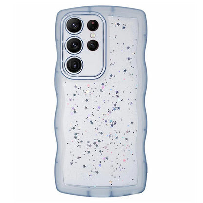 WANLONFENG JWT Series for Samsung Galaxy S23 Ultra TPU Case Epoxy Phone Cover Wavy Edge with Tempered Glass