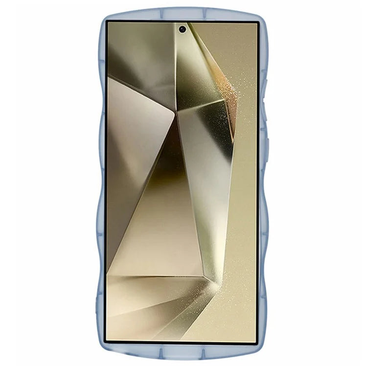 WANLONFENG JWT Series for Samsung Galaxy S23 Ultra TPU Case Epoxy Phone Cover Wavy Edge with Tempered Glass