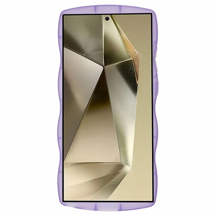 WANLONFENG JWT Series for Samsung Galaxy S23 Ultra TPU Case Epoxy Phone Cover Wavy Edge with Tempered Glass