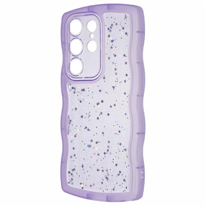 WANLONFENG JWT Series for Samsung Galaxy S23 Ultra TPU Case Epoxy Phone Cover Wavy Edge with Tempered Glass