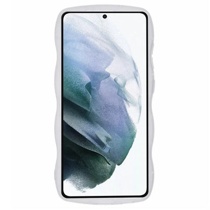 WANLONFENG JWT Series for Samsung Galaxy S21 FE 5G TPU Case Epoxy Phone Cover Wavy Edge with Tempered Glass