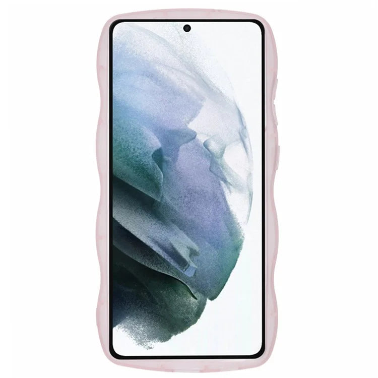 WANLONFENG JWT Series for Samsung Galaxy S21 FE 5G TPU Case Epoxy Phone Cover Wavy Edge with Tempered Glass