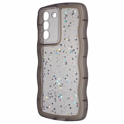 WANLONFENG JWT Series for Samsung Galaxy S21 FE 5G TPU Case Epoxy Phone Cover Wavy Edge with Tempered Glass
