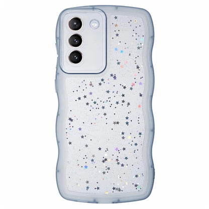 WANLONFENG JWT Series for Samsung Galaxy S21 FE 5G TPU Case Epoxy Phone Cover Wavy Edge with Tempered Glass