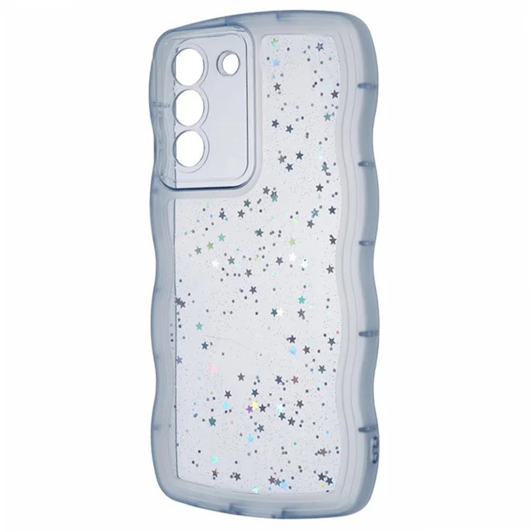 WANLONFENG JWT Series for Samsung Galaxy S21 FE 5G TPU Case Epoxy Phone Cover Wavy Edge with Tempered Glass