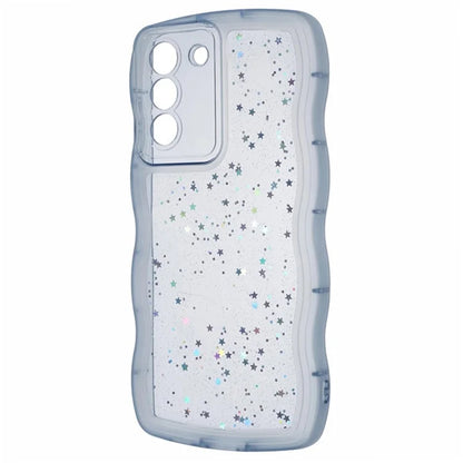 WANLONFENG JWT Series for Samsung Galaxy S21 FE 5G TPU Case Epoxy Phone Cover Wavy Edge with Tempered Glass