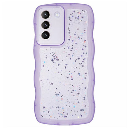 WANLONFENG JWT Series for Samsung Galaxy S21 FE 5G TPU Case Epoxy Phone Cover Wavy Edge with Tempered Glass