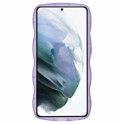 WANLONFENG JWT Series for Samsung Galaxy S21 FE 5G TPU Case Epoxy Phone Cover Wavy Edge with Tempered Glass