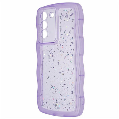 WANLONFENG JWT Series for Samsung Galaxy S21 FE 5G TPU Case Epoxy Phone Cover Wavy Edge with Tempered Glass