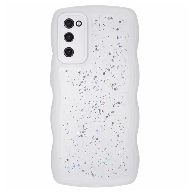 WANLONFENG JWT Series for Samsung Galaxy S20 FE 5G  /  4G  /  S20 FE 2022 TPU Case Epoxy Phone Cover Wavy Edge with Tempered Glass