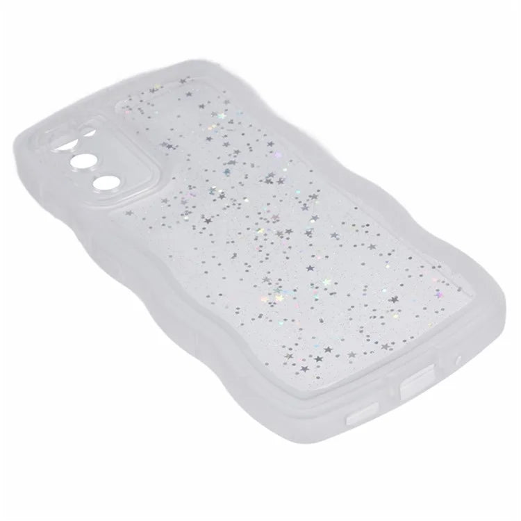 WANLONFENG JWT Series for Samsung Galaxy S20 FE 5G  /  4G  /  S20 FE 2022 TPU Case Epoxy Phone Cover Wavy Edge with Tempered Glass