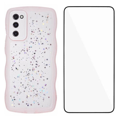 WANLONFENG JWT Series for Samsung Galaxy S20 FE 5G  /  4G  /  S20 FE 2022 TPU Case Epoxy Phone Cover Wavy Edge with Tempered Glass