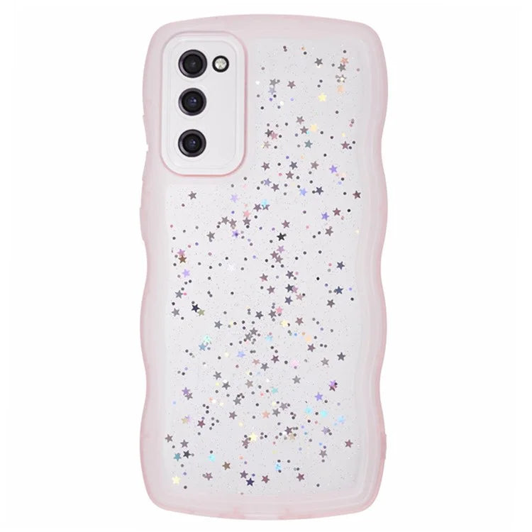 WANLONFENG JWT Series for Samsung Galaxy S20 FE 5G  /  4G  /  S20 FE 2022 TPU Case Epoxy Phone Cover Wavy Edge with Tempered Glass