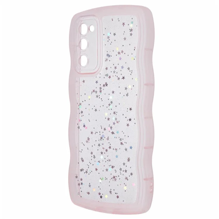 WANLONFENG JWT Series for Samsung Galaxy S20 FE 5G  /  4G  /  S20 FE 2022 TPU Case Epoxy Phone Cover Wavy Edge with Tempered Glass