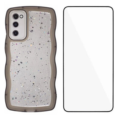 WANLONFENG JWT Series for Samsung Galaxy S20 FE 5G  /  4G  /  S20 FE 2022 TPU Case Epoxy Phone Cover Wavy Edge with Tempered Glass