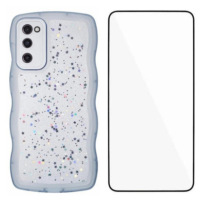 WANLONFENG JWT Series for Samsung Galaxy S20 FE 5G  /  4G  /  S20 FE 2022 TPU Case Epoxy Phone Cover Wavy Edge with Tempered Glass