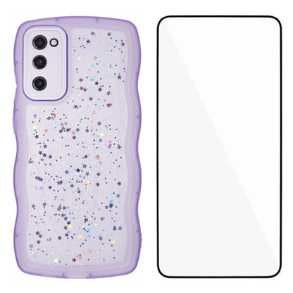 WANLONFENG JWT Series for Samsung Galaxy S20 FE 5G  /  4G  /  S20 FE 2022 TPU Case Epoxy Phone Cover Wavy Edge with Tempered Glass