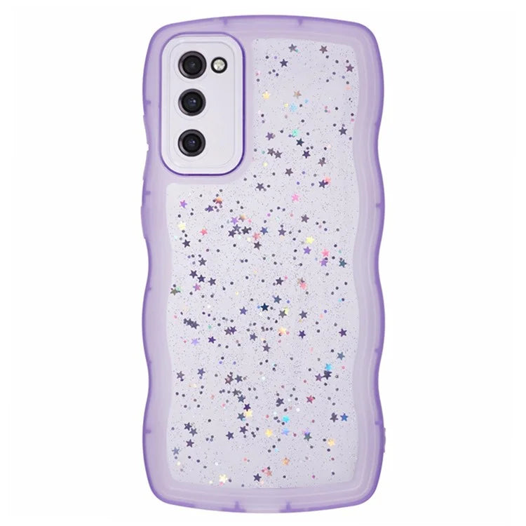 WANLONFENG JWT Series for Samsung Galaxy S20 FE 5G  /  4G  /  S20 FE 2022 TPU Case Epoxy Phone Cover Wavy Edge with Tempered Glass
